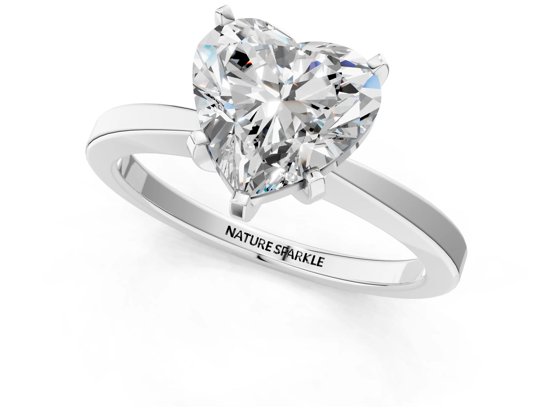 Heart Cut Diamond Solitaire Engagement Ring in White gold with Prong Setting_13