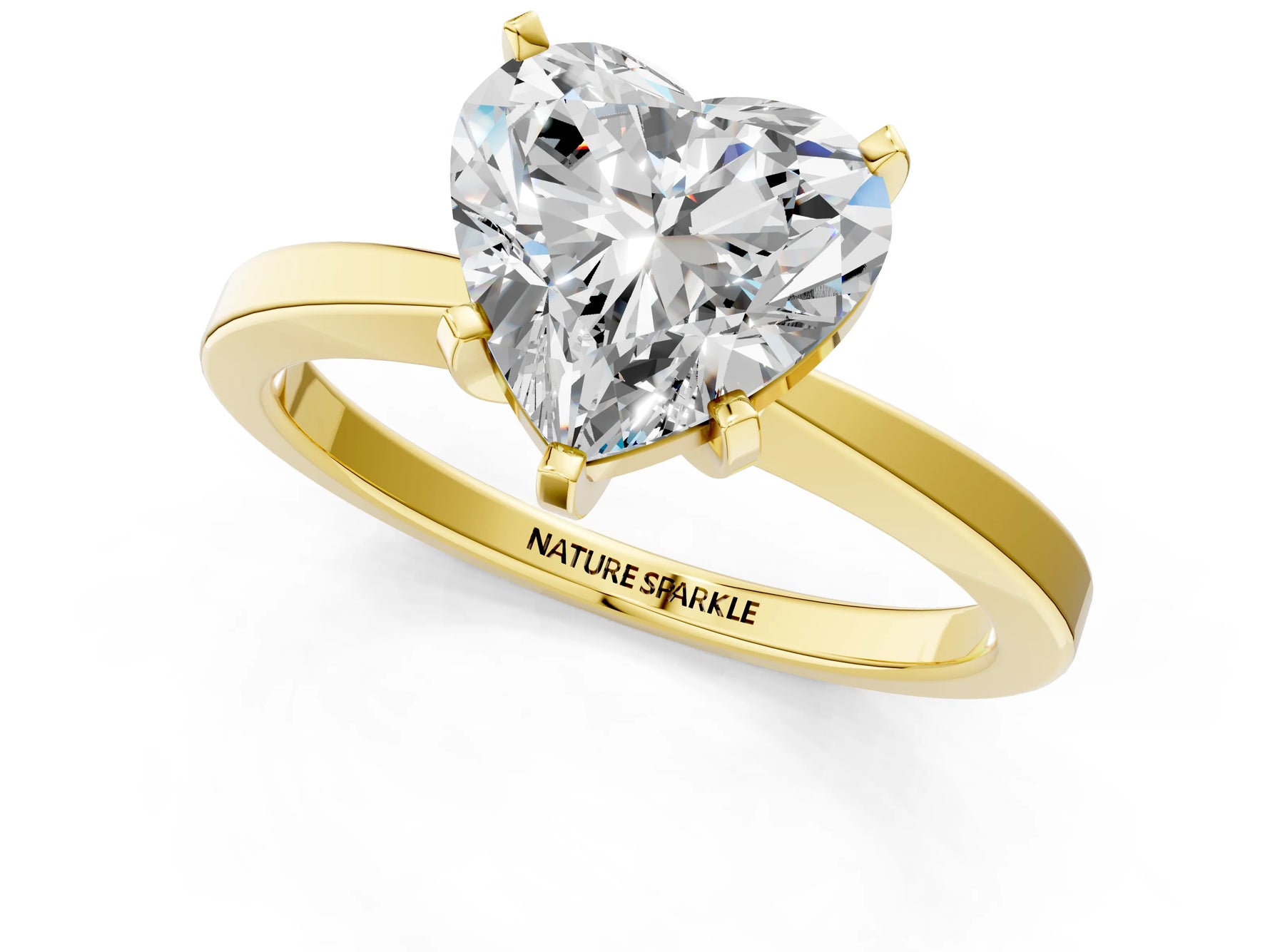 Heart Cut Diamond Solitaire Engagement Ring in Yellow gold with Prong Setting_19