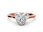Heart Cut Diamond Solitaire Ring in Rose gold with Flower Prong Setting_18