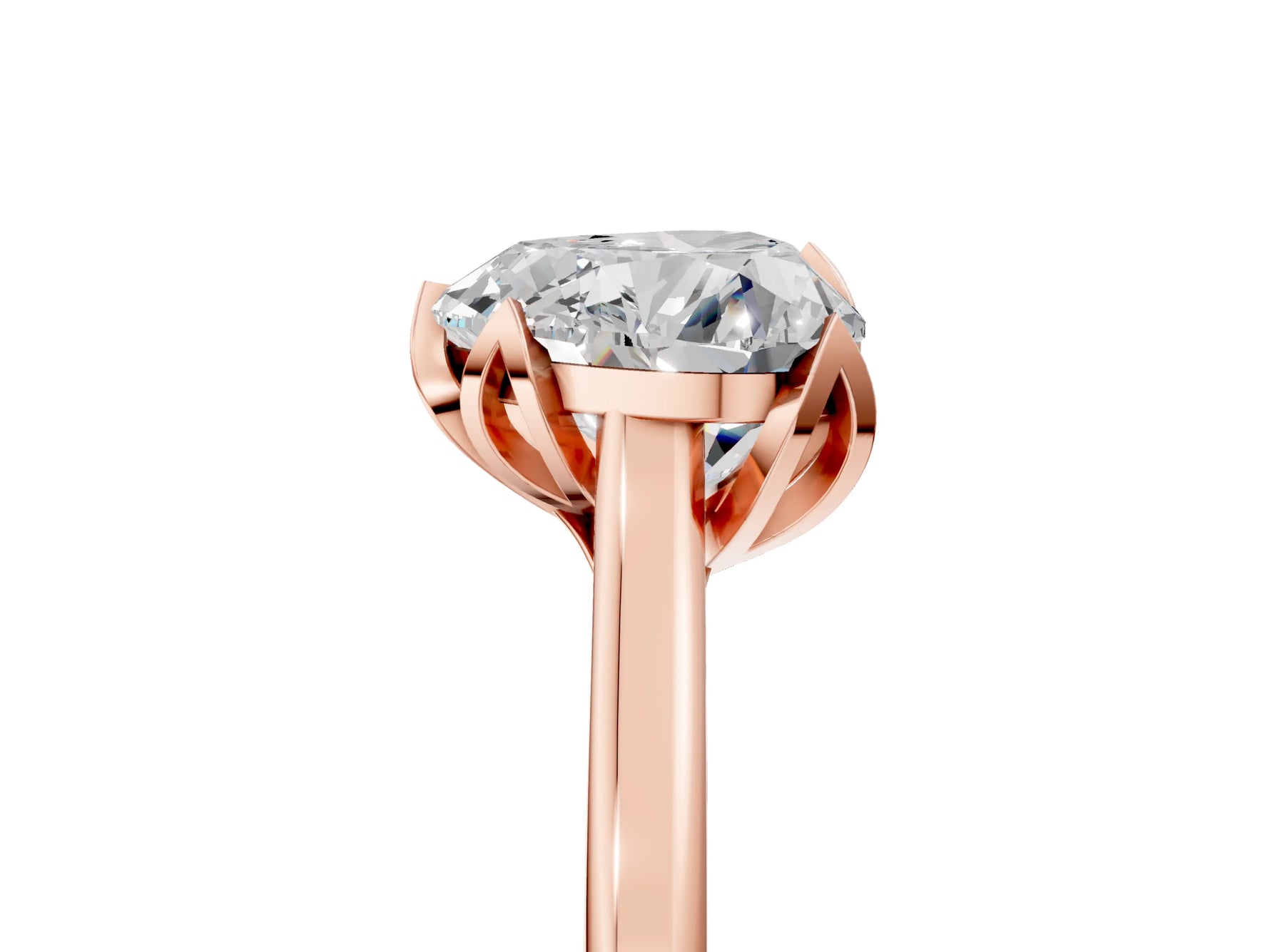 Heart Cut Diamond Solitaire Ring in Rose gold with Flower Prong Setting_23