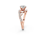 Heart Cut Diamond Solitaire Ring in Rose gold with Pavé Twist Band and Prong Setting_2