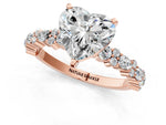 Heart Cut Diamond Solitaire Ring in Rose gold with Pear and Round Cluster Band_13