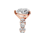 Heart Cut Diamond Solitaire Ring in Rose gold with Pear and Round Cluster Band_17