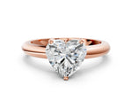 Heart Cut Diamond Solitaire Ring in Rose gold with Prong Setting and Rounded Band_18
