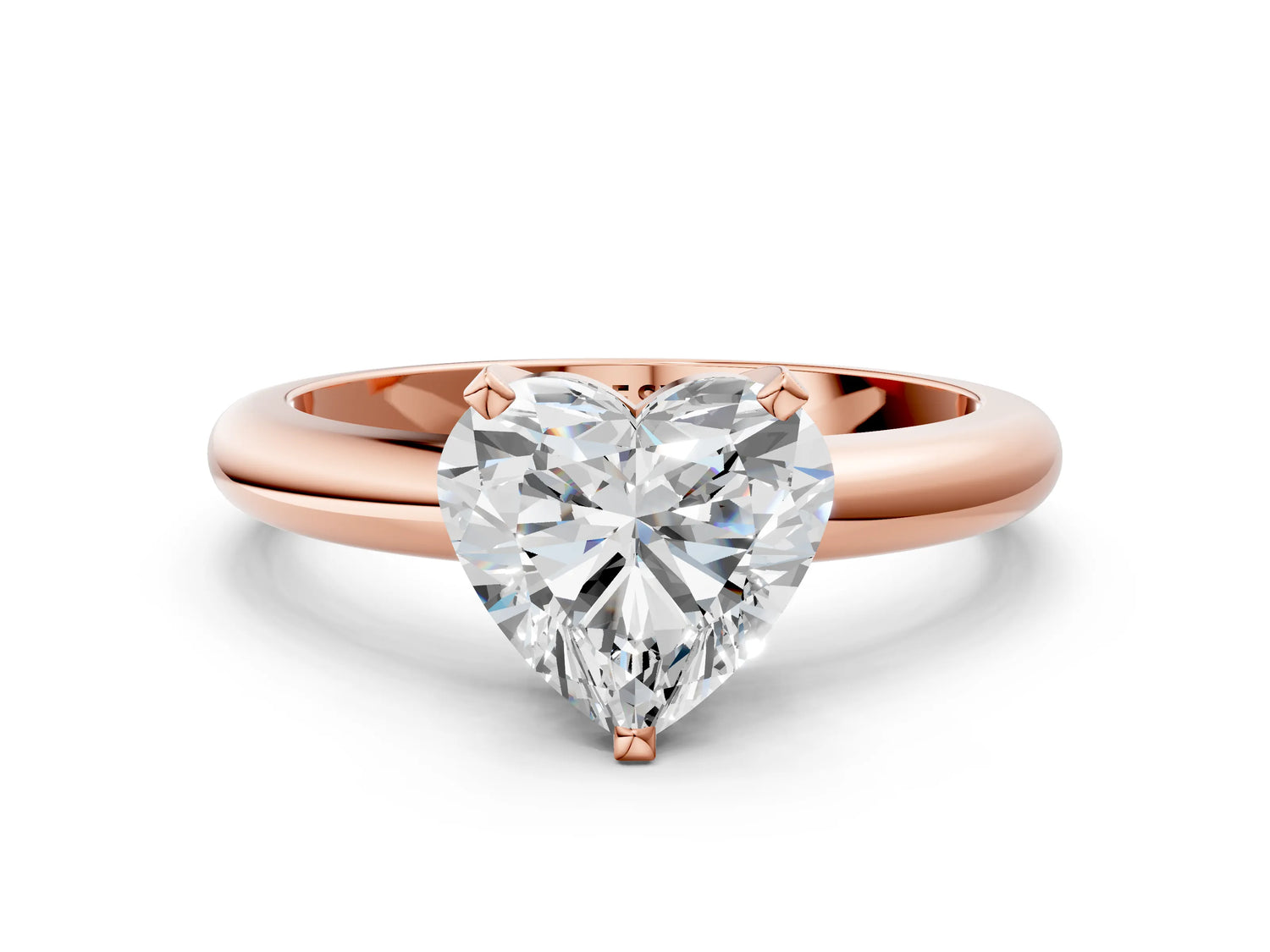 Heart Cut Diamond Solitaire Ring in Rose gold with Prong Setting and Rounded Band_18