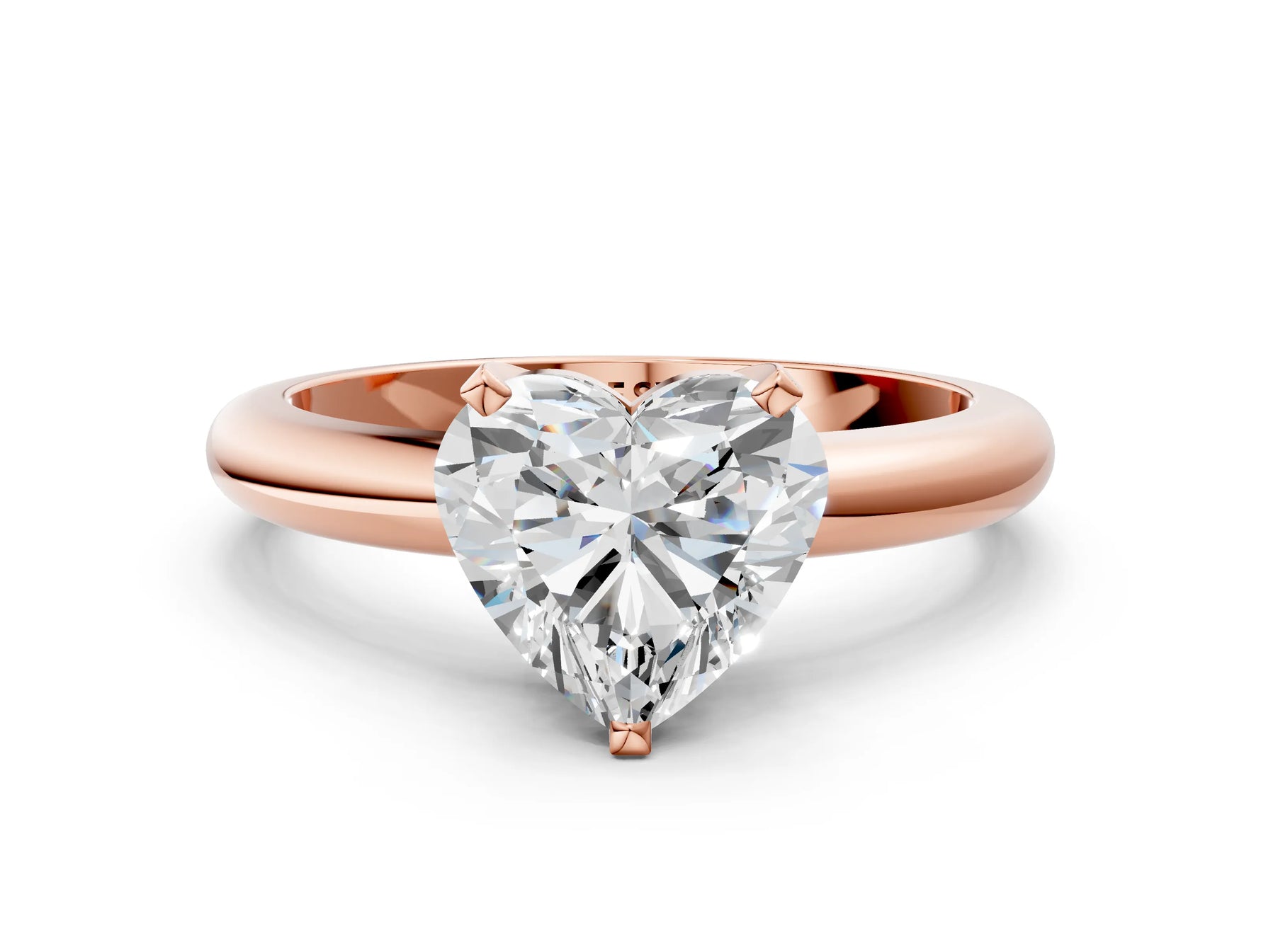 Heart Cut Diamond Solitaire Ring in Rose gold with Prong Setting and Rounded Band_18