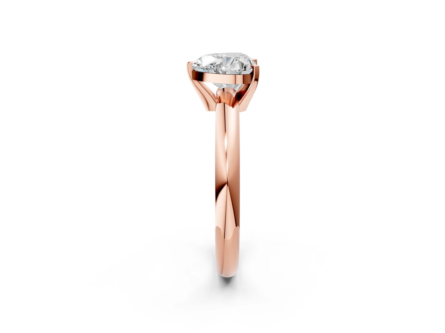 Heart Cut Diamond Solitaire Ring in Rose gold with Prong Setting and Rounded Band_20