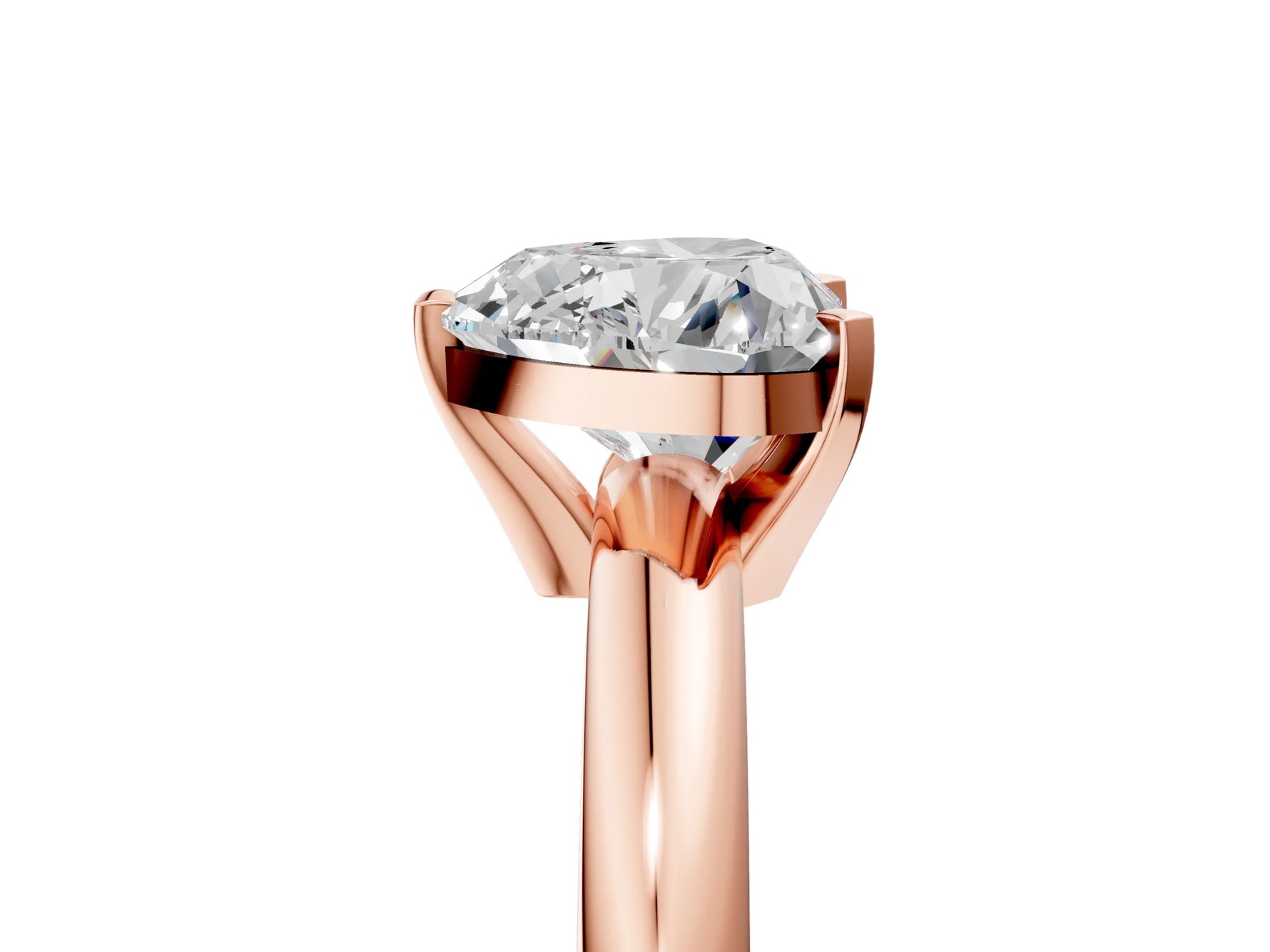 Heart Cut Diamond Solitaire Ring in Rose gold with Prong Setting and Rounded Band_23