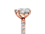 Heart Cut Diamond Solitaire Ring in Rose gold with Round Pavé Band_11