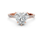 Heart Cut Diamond Solitaire Ring in Rose gold with Round Pavé Band_30