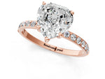 Heart Cut Diamond Solitaire Ring in Rose gold with Round Pavé Band_7