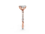 Heart Cut Diamond Solitaire Ring in Rose gold with Round Pavé Band_8