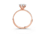 Heart Cut Diamond Solitaire Ring in Rose gold with Round Pavé Band_9