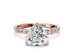 Heart Cut Diamond Solitaire Ring in Rose gold with Round Shared Prong Pavé Band_18