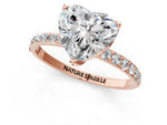 Heart Cut Diamond Solitaire Ring in Rose gold with Round Shared Prong Pavé Band_19