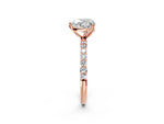 Heart Cut Diamond Solitaire Ring in Rose gold with Round Shared Prong Pavé Band_20