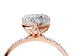 Heart Cut Diamond Solitaire Ring in Rose gold with Round Shared Prong Pavé Band_22