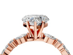 Heart Cut Diamond Solitaire Ring in Rose gold with Shared Prong Marquise and Round Side Stones_16