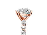 Heart Cut Diamond Solitaire Ring in Rose gold with Shared Prong Marquise and Round Side Stones_17