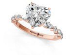 Heart Cut Diamond Solitaire Ring in Rose gold with Shared Prong Marquise and Round Side Stones_37