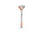 Heart Cut Diamond Solitaire Ring in Rose gold with Shared Prong Marquise and Round Side Stones_38