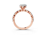 Heart Cut Diamond Solitaire Ring in Rose gold with Shared Prong Marquise and Round Side Stones_39