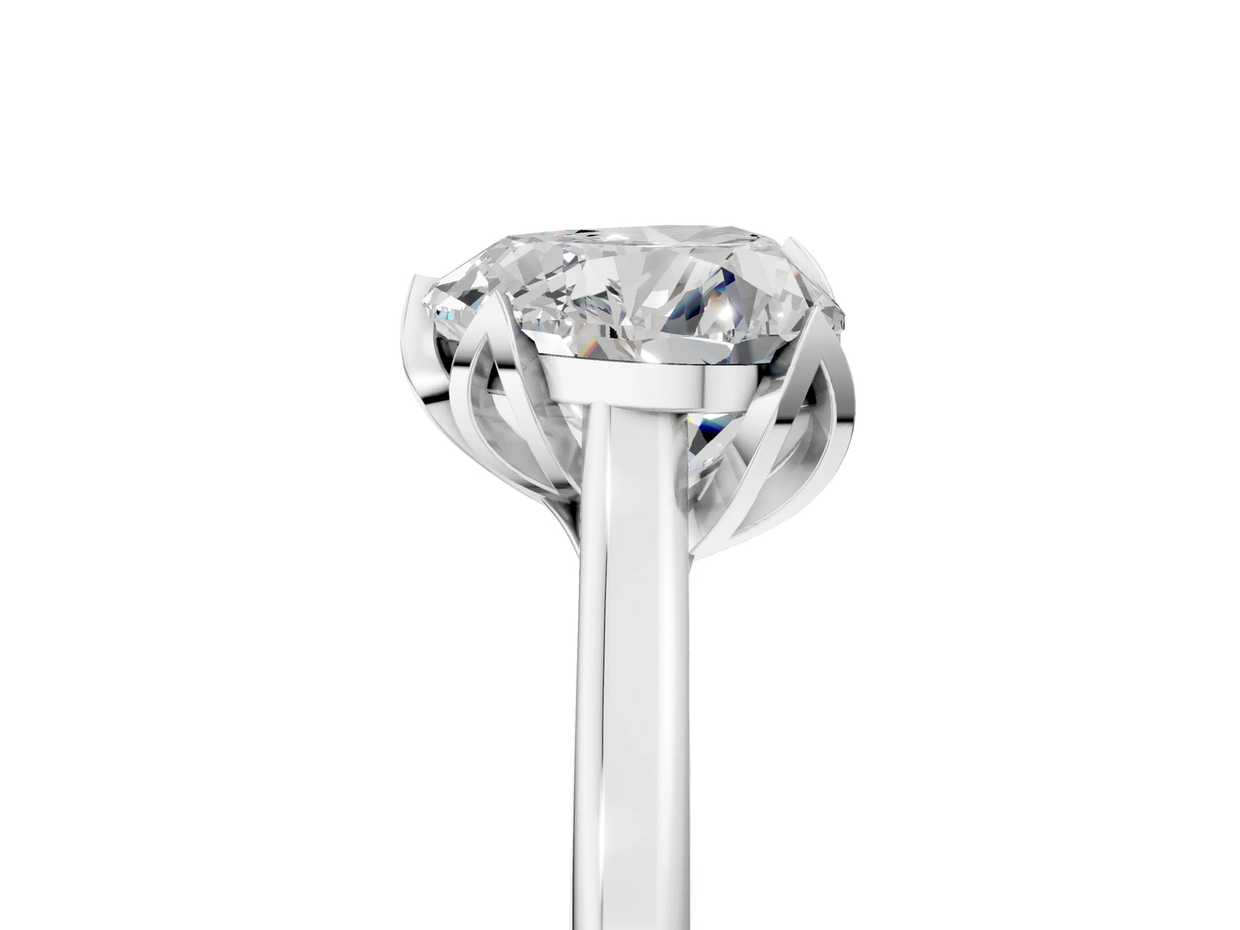 Heart Cut Diamond Solitaire Ring in White gold with Flower Prong Setting_11