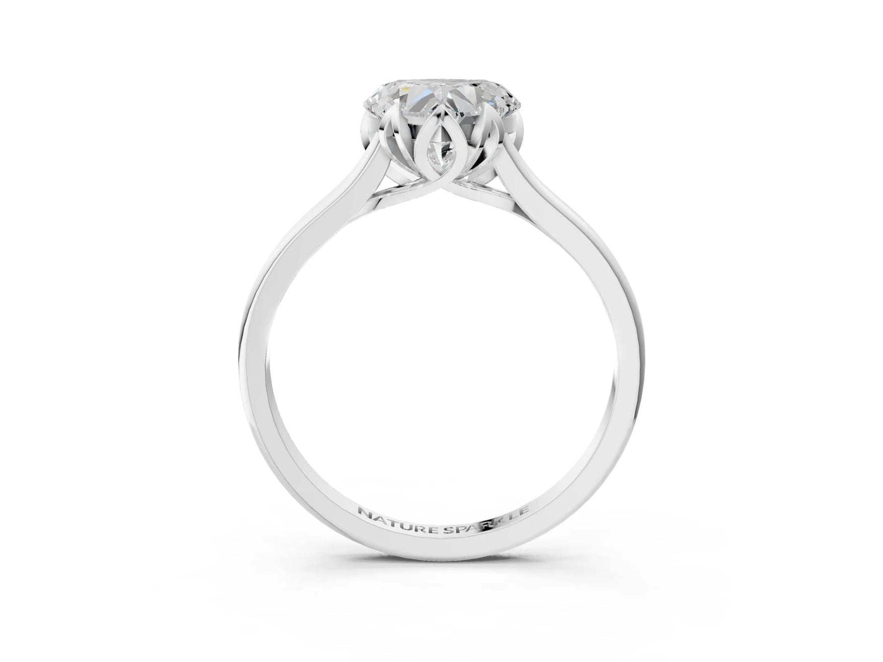 Heart Cut Diamond Solitaire Ring in White gold with Flower Prong Setting_9