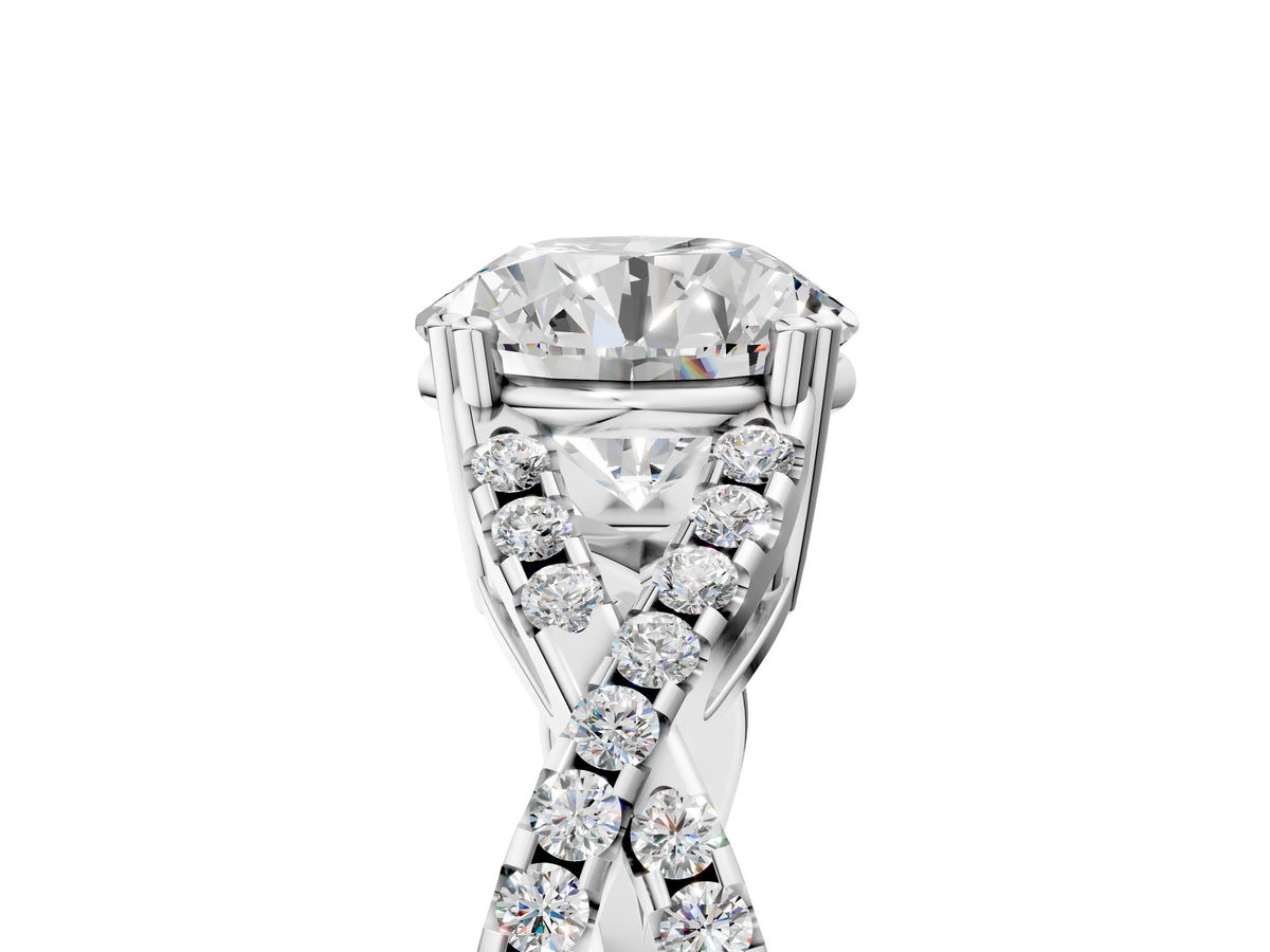 Heart Cut Diamond Solitaire Ring in White gold with Interwoven Pavé Band and Prong Setting_17
