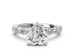 Heart Cut Diamond Solitaire Ring in White gold with Pear and Round Cluster Band_12