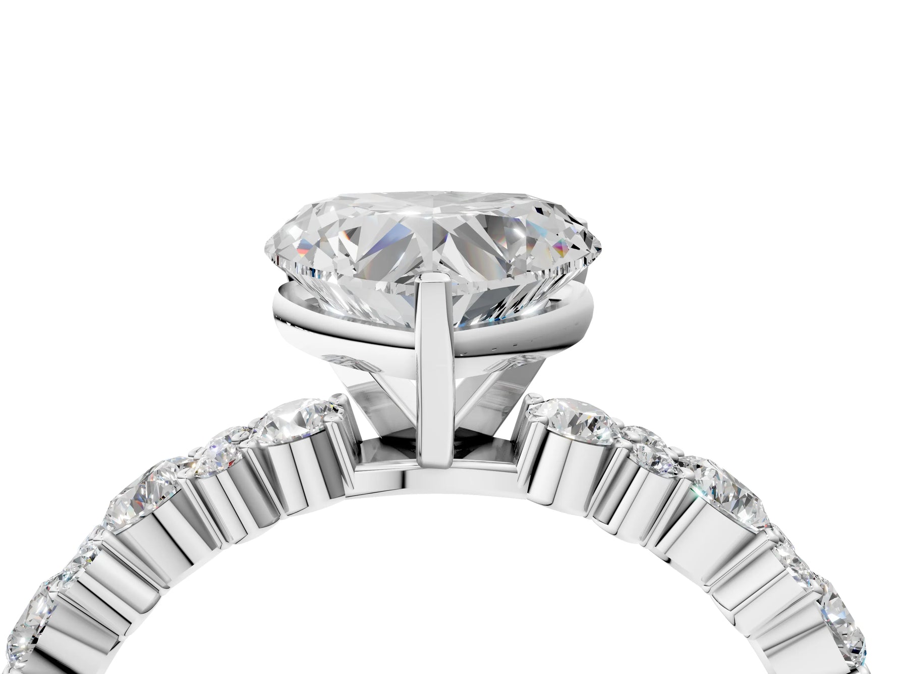 Heart Cut Diamond Solitaire Ring in White gold with Pear and Round Cluster Band_16