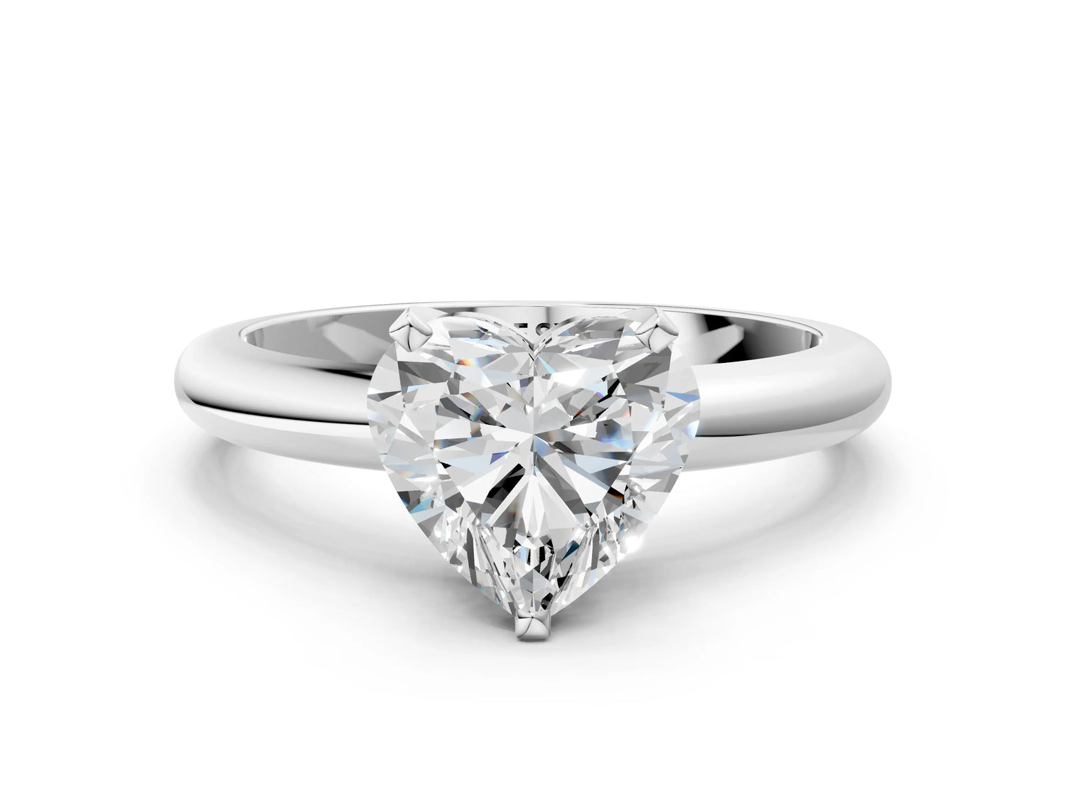 Heart Cut Diamond Solitaire Ring in White gold with Prong Setting and Rounded Band_18