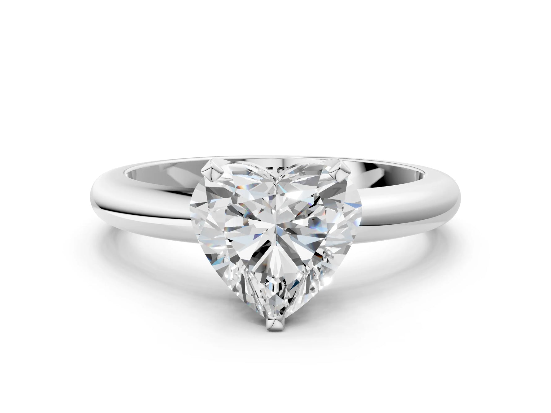 Heart Cut Diamond Solitaire Ring in White gold with Prong Setting and Rounded Band_18