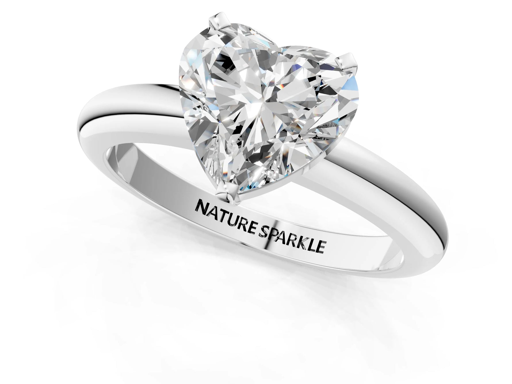 Heart Cut Diamond Solitaire Ring in White gold with Prong Setting and Rounded Band_19