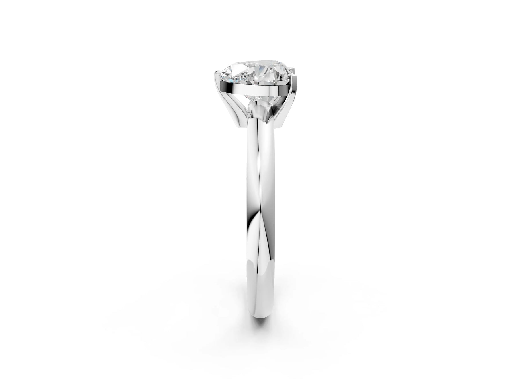 Heart Cut Diamond Solitaire Ring in White gold with Prong Setting and Rounded Band_20