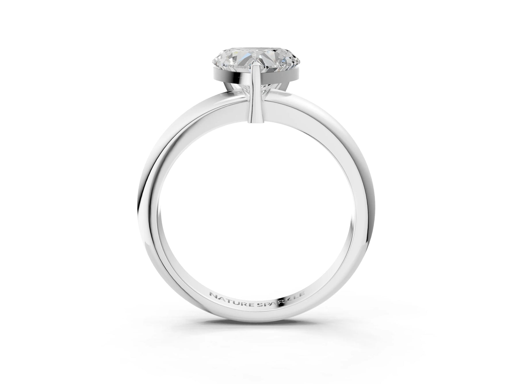 Heart Cut Diamond Solitaire Ring in White gold with Prong Setting and Rounded Band_21