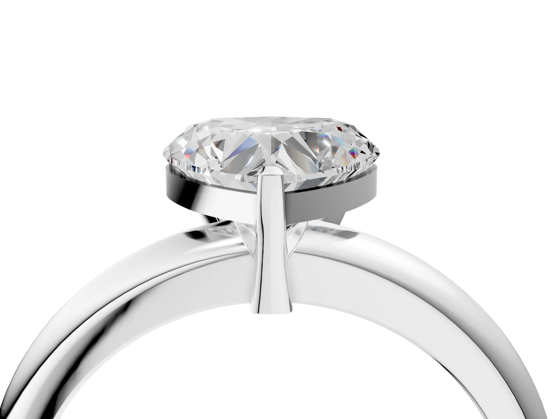Heart Cut Diamond Solitaire Ring in White gold with Prong Setting and Rounded Band_22