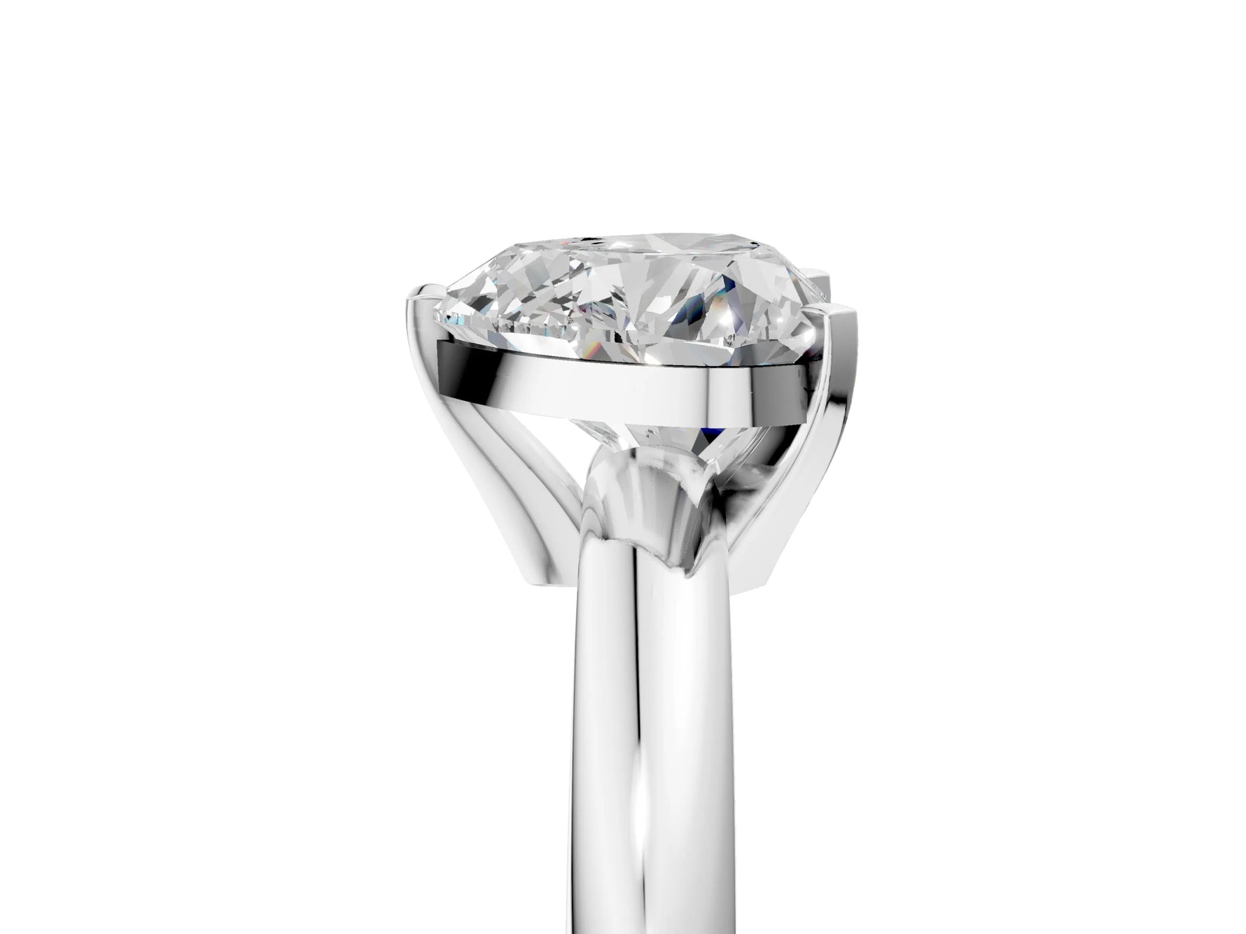 Heart Cut Diamond Solitaire Ring in White gold with Prong Setting and Rounded Band_23