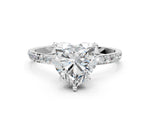 Heart Cut Diamond Solitaire Ring in White gold with Round Pavé Band_30