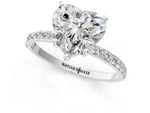 Heart Cut Diamond Solitaire Ring in White gold with Round Pavé Band_31