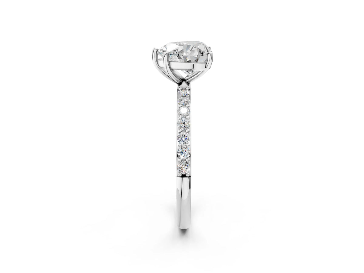 Heart Cut Diamond Solitaire Ring in White gold with Round Pavé Band_32