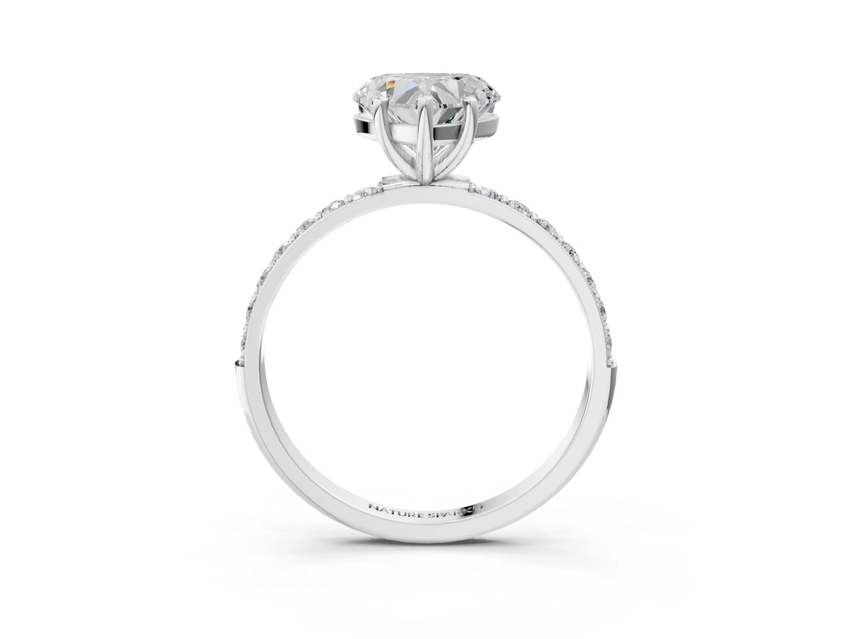 Heart Cut Diamond Solitaire Ring in White gold with Round Pavé Band_33