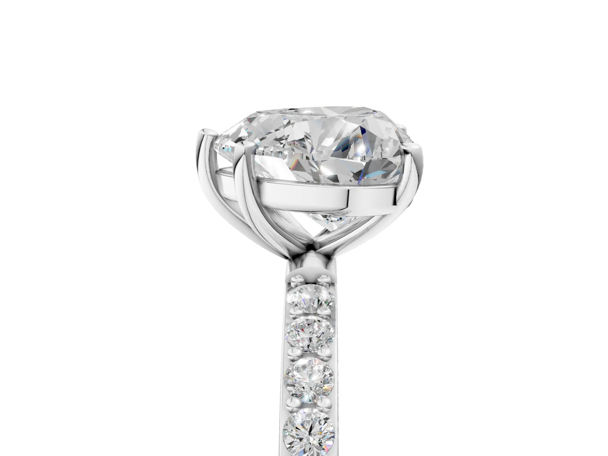Heart Cut Diamond Solitaire Ring in White gold with Round Pavé Band_35