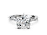 Heart Cut Diamond Solitaire Ring in White gold with Round Pavé Band_6