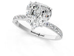 Heart Cut Diamond Solitaire Ring in White gold with Round Pavé Band_7