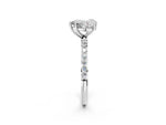 Heart Cut Diamond Solitaire Ring in White gold with Round Pavé Band_8