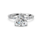 Heart Cut Diamond Solitaire Ring in White gold with Round Shared Prong Pavé Band_18