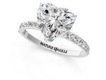 Heart Cut Diamond Solitaire Ring in White gold with Round Shared Prong Pavé Band_19
