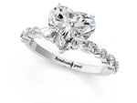 Heart Cut Diamond Solitaire Ring in White gold with Shared Prong Marquise and Round Side Stones_13