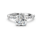 Heart Cut Diamond Solitaire Ring in White gold with Shared Prong Marquise and Round Side Stones_36